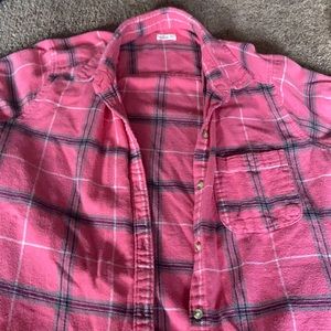Hollister pink and green flannel